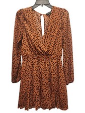 Women's Cheetah Print Long Sleeve Mini Dress, Size Medium