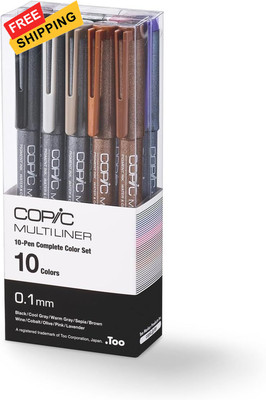 Copic Multiliner Set, 10-Pen Complete Color 1 Count (Pack of 1), Multicolor 