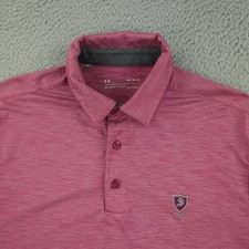 Under Armour Polo Shirt Mens Medium Pink HeatGear Golf Loose Performance Stretch