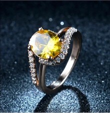 Lab-Created Citrine 2.50Ct Oval Cut Women Engagement Ring 14k White Gold Plated