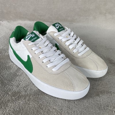 Nike SB Bruin React Men's Sneakers Shoes 8.5 White Lucky Green Suede NEW