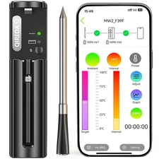 Wireless Meat Thermometer with 800 ft Remote Range, Bluetooth 5.3 Digital Wir...
