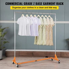 Z Rack，Industrial Grade Z Base Garment Rack，Height Adjustable Rolling Z Garme