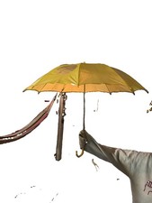 Vintage Mid Century Yellow Parasol/ Umbrella with Clear Circles