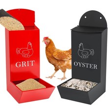 2Pack Chicken Grit Feeder, Metal Oyster Shell Feeder with Lid, Hanging Gravit...