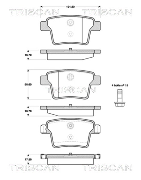 Triscan Bremsbelagsatz Scheibenbremse 8110 16016 FüR Ford Jaguar Mondeo 3 B4Y 1-image