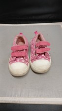 Sneakers Girls Sz 6 mon Pink Floral Canvas Casual Hook Loop Straps Walking Shoes