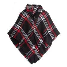 Proumhang Girls Tartan Scarf With horn buckle,Plaid One Size, Black