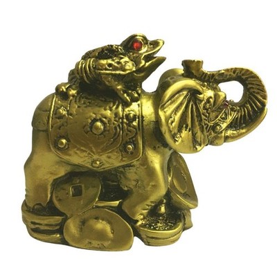 Vastu - Feng Shui Elephant With Frog Idol For Wealth, Strength Wisdom Success