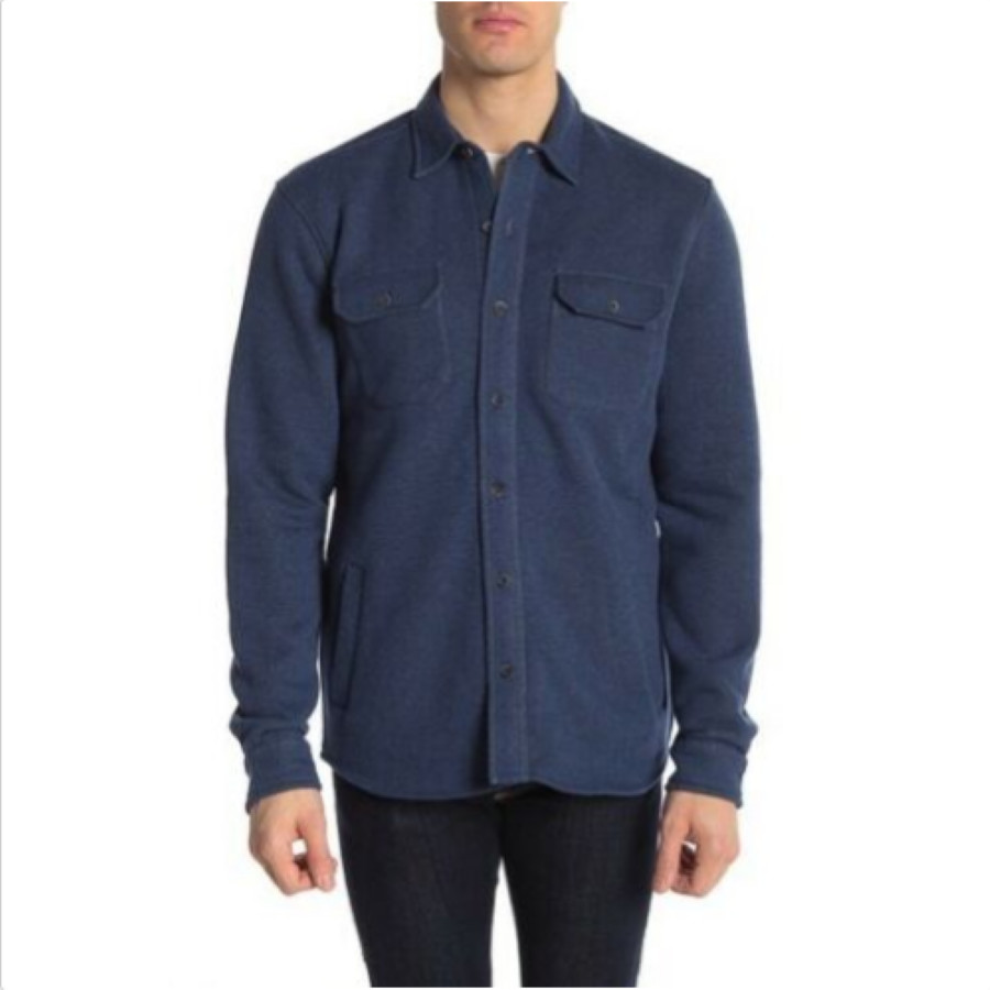 118 долларов Портной, Винтажная Шерп-рубашка на флисовой подкладке, куртка из хлопка темно-синего цвета, Размер L