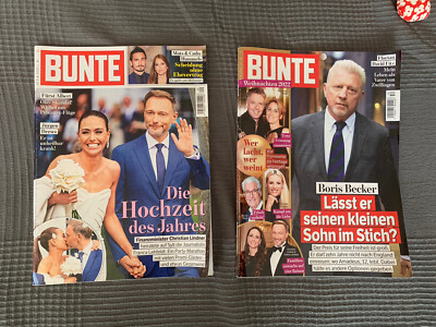 2 BUNTE Zeitschriften 2022 - Christian Lindner - Mats Hummels - Boris Becker