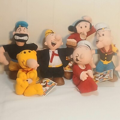 POPEYE, OLIVE OYL, SWEET PEA, WIMPY, BRUTUS, JEEP BEAN BAG PLUSH LIMITED ED 