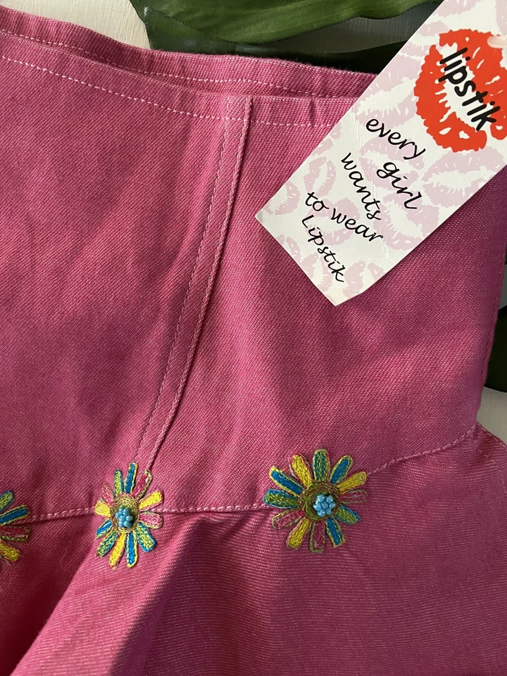 NUEVO CON ETIQUETAS LIPSTIK Niñas 12 Rosa Flutter Volantes Elástico Falda Cuentas Flores Boutique Foto 2 de 4