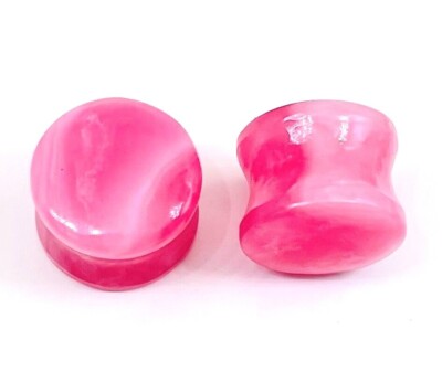 Rose Quartz  Ear Plugs, Double Flare, Beautiful Handmade PAIR  Size 3mm to 50