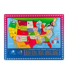 Wooden USA Map Puzzle for Kids 46 PCS United States Puzzle US Map Puzzle