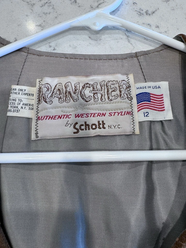 VTG Schott Rancher Brown Suede Western Button Front Vest Waistcoat Sz 12 - Image 3 of 4