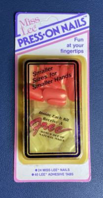 VTG NOS NEW USA Made '90's Miss Lee Press on Nails Smaller Hands Pink and Bonus