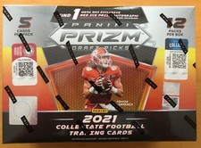 2021 Prizm Draft Picks NFL Football Cello Box, White Sparkle Pack, Mega, Blaster