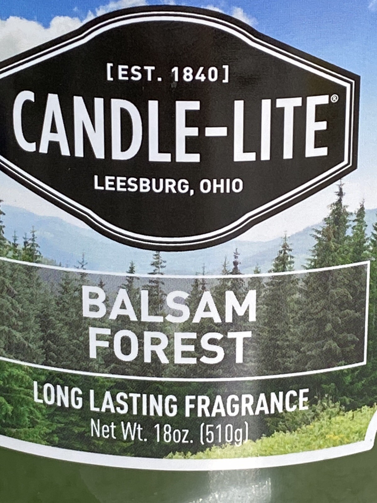 Candlelite 18 oz Candle Single Wick Balsam Forest Glass Jar W/ Lid