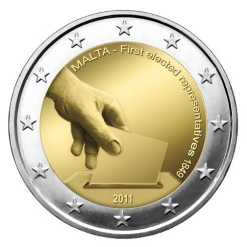 Pièce commémorative 2 euro  Malte 2011  "  1 ère élection des représentants"