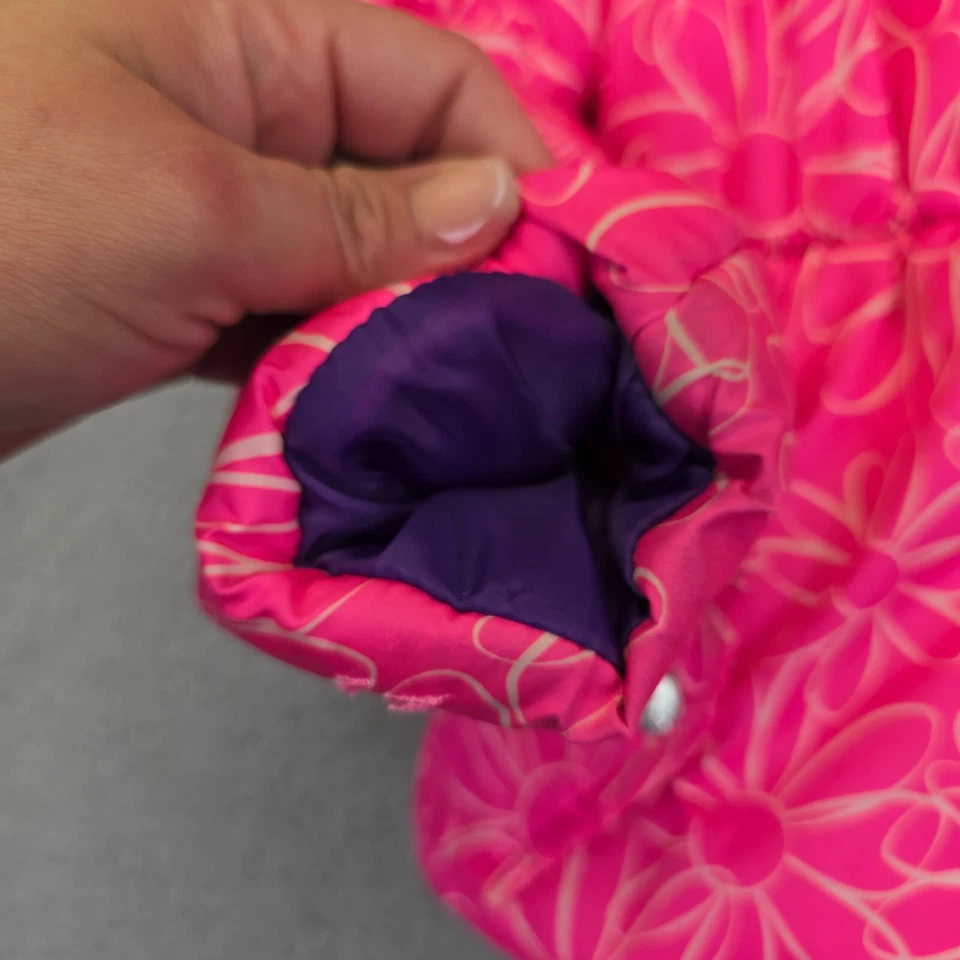 Chaqueta acolchada con capucha cremallera completa rosa platino para bebés y niñas 4T forro polar Foto 4 de 4