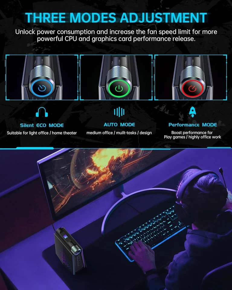 ACEMAGIC S3A Mini Gaming PC AMD Ryzen 7 5825U 32GB DDR4 512GB SSD Win11 Pro WiFi - Image 3 of 4