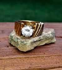 Statement CZ Ring Size 8 Rhinestone Sparkle Signed Bold Cocktail Jewelry SETA