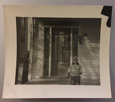 Antique Photo African American Cute Black Boy Standing On Porch Black Americana