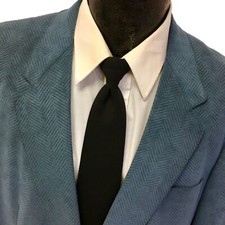 Vtg Sakowitz BLUE Herringbone Sport Coat ULTRA SUEDE Jacket Evening Blazer 42 L