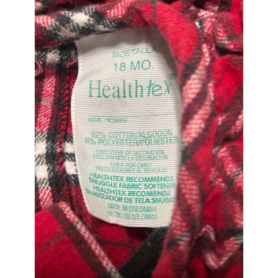 Mameluco de bebé vintage Healthtex caballo mecedor a cuadros traje de vacaciones 18 meses Foto 4 de 4