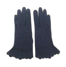 Vintage Black Cotton Shortie Gloves Womens Sz 6.5 Double Woven Embroidered Japan
