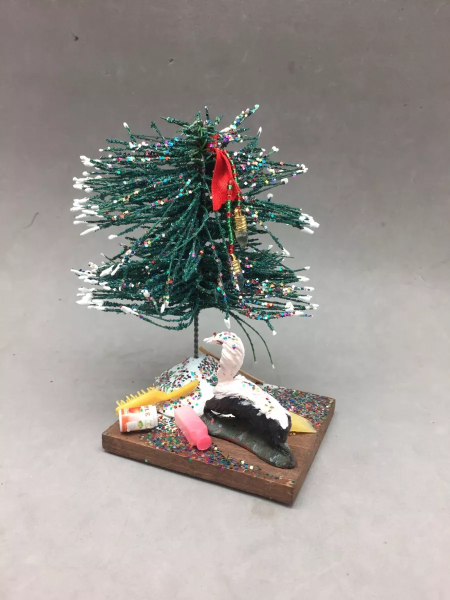Outsider Art Assemblage Decoration " Sometimes Christmas Stinks" Skunk  Miniature | eBay