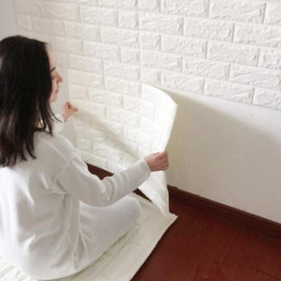 20pcs DIY Waterproof PE Foam 3D Tile Brick Self-adhesive Wall Sticker Wall Decal