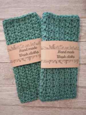 crochet handmade spa bath wash cloth cotton facial reusable rainforest green USA