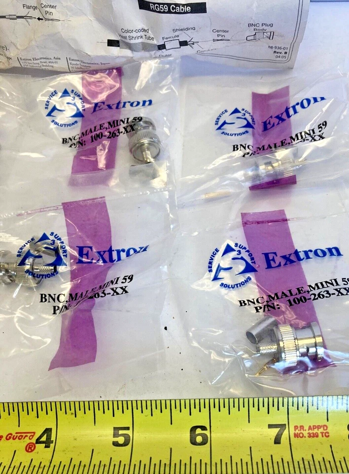 EXTRON 100-263-01 Mini 59 High Resolution Crimp BNC Male Lot 6X Cable Connector - Image 3 of 4