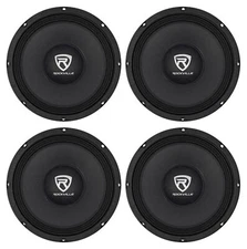 4) Rockville RM108PRO 10" 2400 Watt 8-Ohm SPL Car Midrange Mid-Bass Pro Speakers