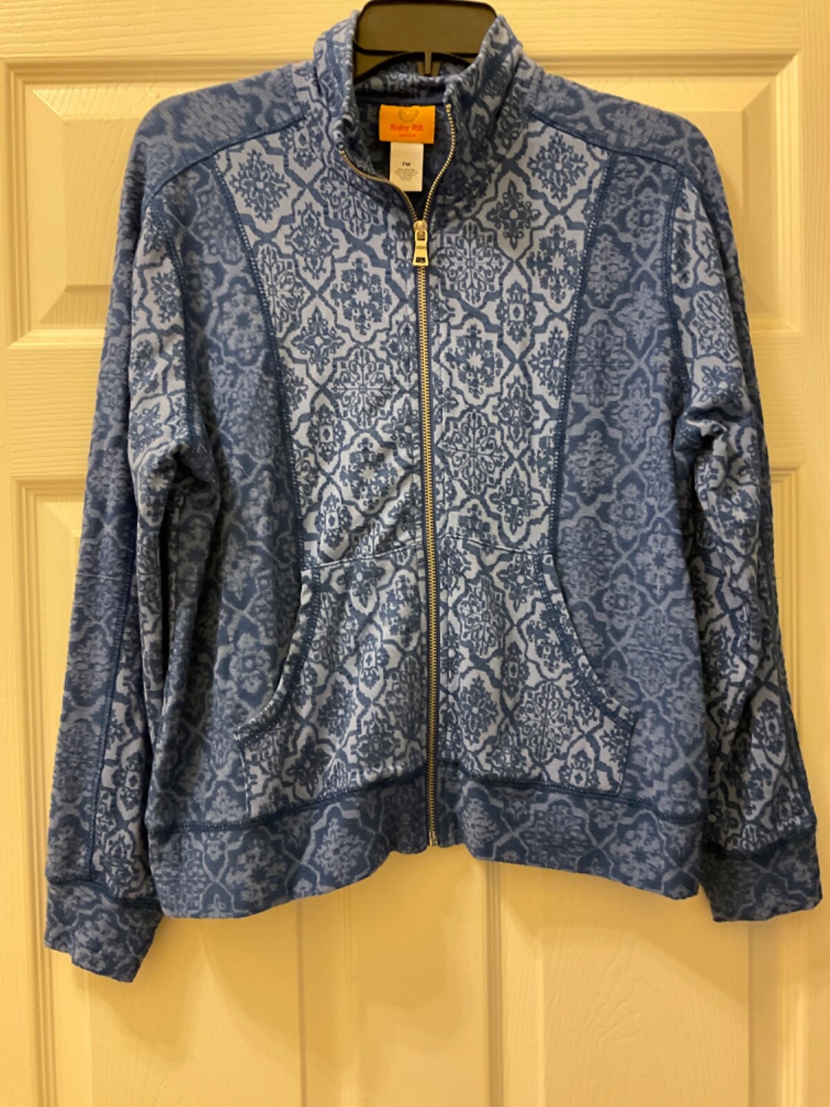 Ruby Rd. Activewear Jacket Blue Print Pockets Ful… - image 3