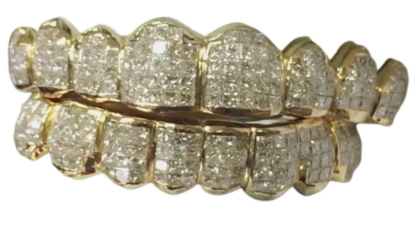 10k Gold 6 teeth johnny dang Style Invisible moisanitte diamond