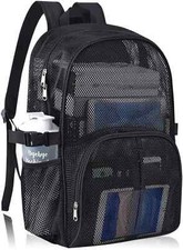 Heavy Duty Mesh Backpack for School 22L Black Mesh School Bag with Laptop Com