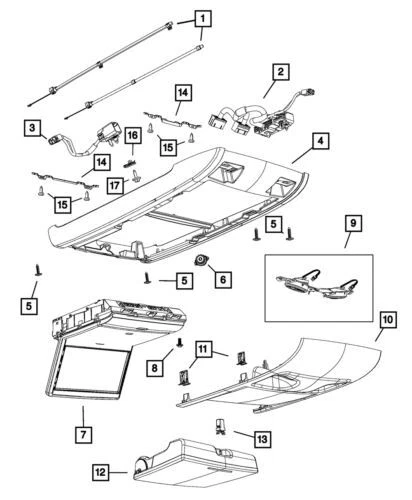 Genuine Mopar 2011-2016 Chrysler Town Country Overhead Console Cover 5SD40HDAAB