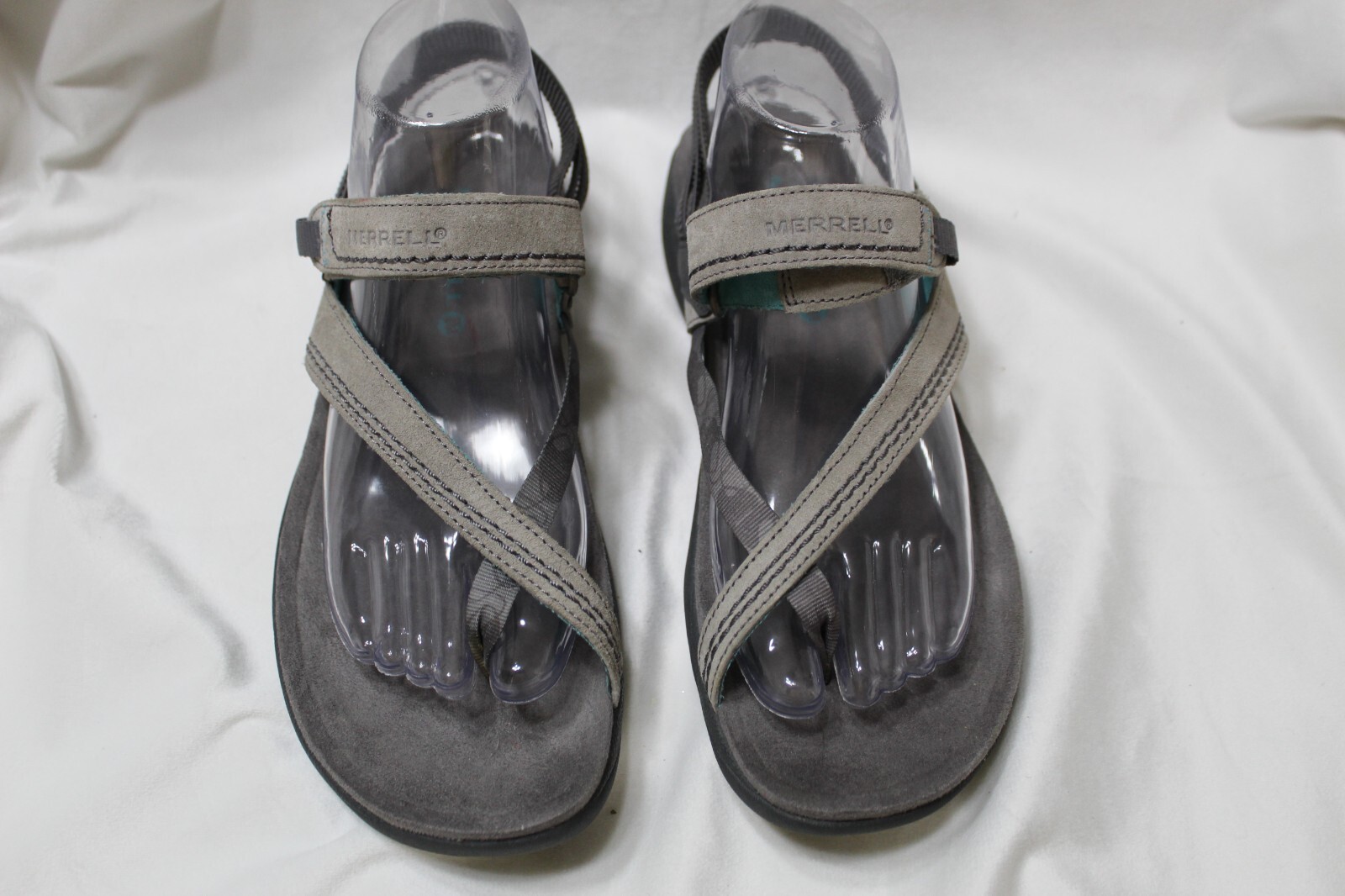 Sandali ad anello Merrell Mimosa punta di chiodi di garofano drizza 9 grigi gancio acqua e chiusura ad anello