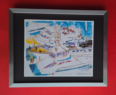 LeRoy Neiman LIFE IN MONACO Signed Pop Art  Framed  New 14x11 YACHTS MONTECARLO