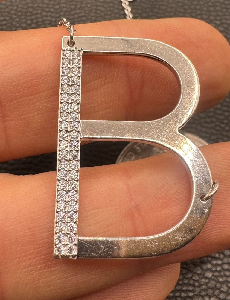 Sideways Large Initial Necklace 925 Sterling Silv… - image 16