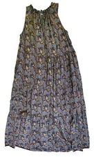 Max Studio XL Long Sleeveless Boho Paisley Floral Print Dress Hippie prairie