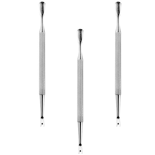 3 Pcs Stainless Steel Nail File Cuticle Remover for Nails Pusher