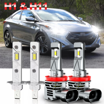 For Hyundai Elantra 2012 2013 LED Headlight H1 H11 Bulbs High&Low Beam Kit 6000K
