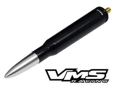 VMS 50 CAL CALIBER AMMO BULLET STYLE ALUMINUM SHORT ANTENNA BLACK SILVER