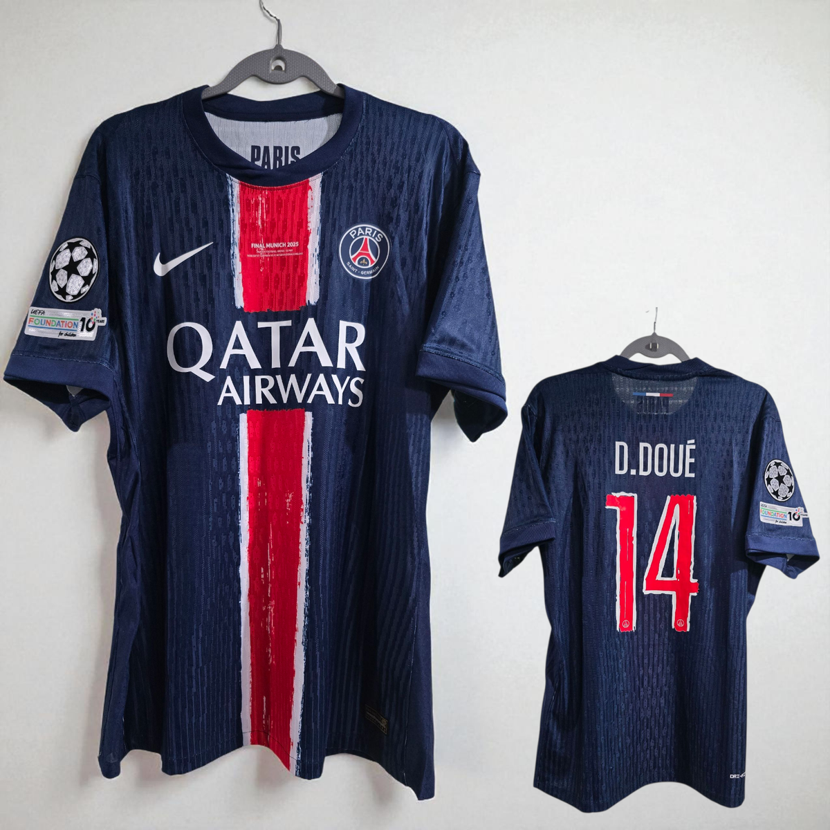 パリ・サンジェルマン D. DOUÉ 14 シャツ　L PSG - PARIS SAINT-GERMAINT F.C. HOME UEFA - D.DOUÉ # 14 - 2XL (Run