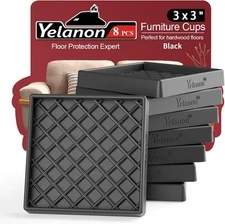 Furniture Coasters -8 Pcs 3” Non Slip Pads Hardwoods Black, Black 