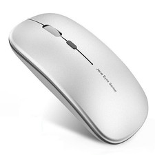 Slim Rechargeable Wireless Mouse 2.4G Portable Optical USB Receiver Silver